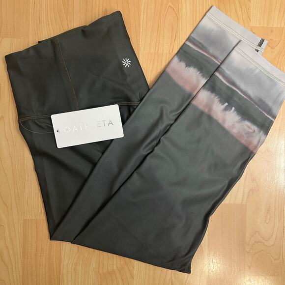 ATHLETA NWT $89 Ultra High Rise Elation 7/8 Tight Green & Pink Leggings – Large - Picture 7 of 11